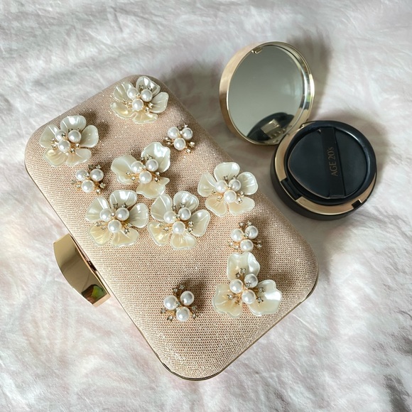 Women Clutch Evening Bag Party Flower Glitter - Picture 7 of 9